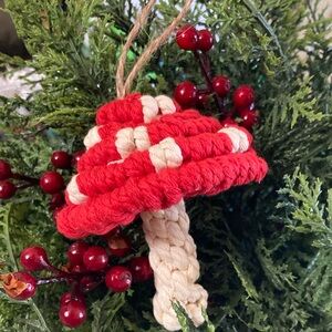 Handmade Macrame Mushroom ornaments